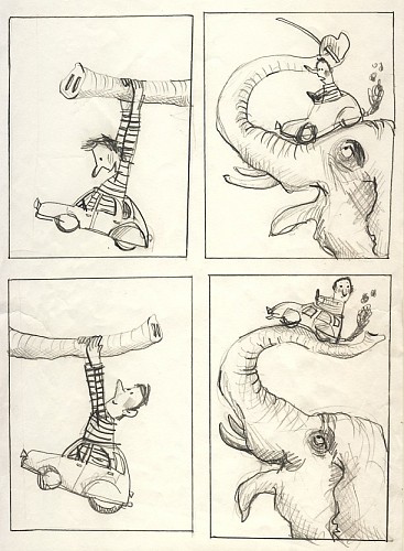 ‘Schetsen voor ‘Bolero voor een olifant’’; Voorstudie voor ‘Dansen in applaus’ van Gerard Zelen | Uitgeverij F&N Eigen Beheer, 2008