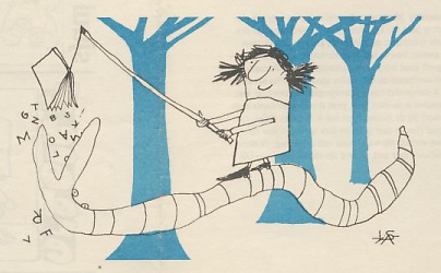 ‘Boekenwurm’; Doorlopende illustratie over voor- en achterkant van ´Profiel&’, Krant van de Hogeschool Rotterdam | jaargang 11 No. 3, 1999