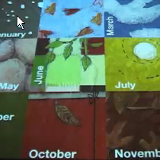 ‘Kalenderfilmpje’; Interactieve vloerprojectie van kalenderillustraties op YouTube | Bewerking en plaatsing op YouTube door EyeClick, Israël 2008