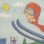 ‘Sneeuwgebrek op winterspelen in Vancouver’; Cartoon voor 1000ste ‘NRC Next’, uitgave van NRC Handelsblad | jaargang 4 No. 235, 12-02-2010